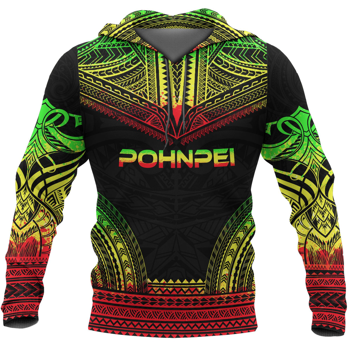 Pohnpei All Over Hoodie Micronesian Reggae Color Version Chief Style Unisex Reggae - Polynesian Pride