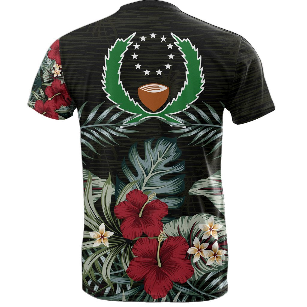 Pohnpei T Shirt Pohnpei Flag Hibiscus Palm Leaves - Polynesian Pride