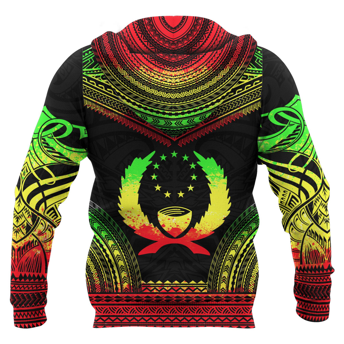 Pohnpei All Over Hoodie Micronesian Reggae Color Version Chief Style - Polynesian Pride