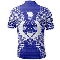 Pohnpei Polo Shirt Pohnpei Flag Map Polynesian Tattoo Blue - Polynesian Pride
