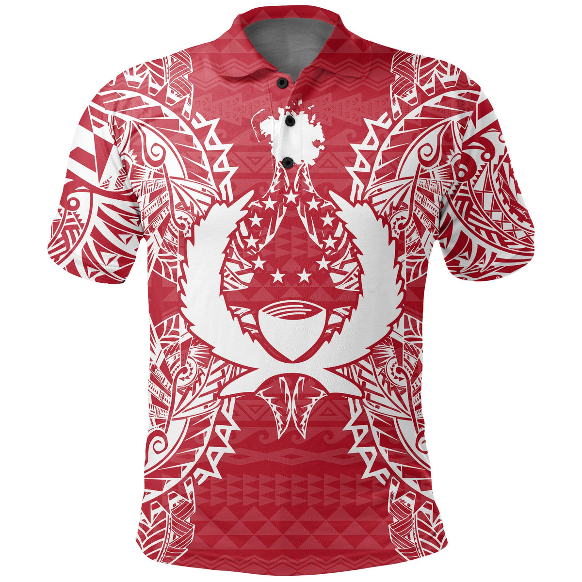 Pohnpei Polo Shirt Pohnpei Flag Map Polynesian Tattoo Red White Unisex Red - Polynesian Pride