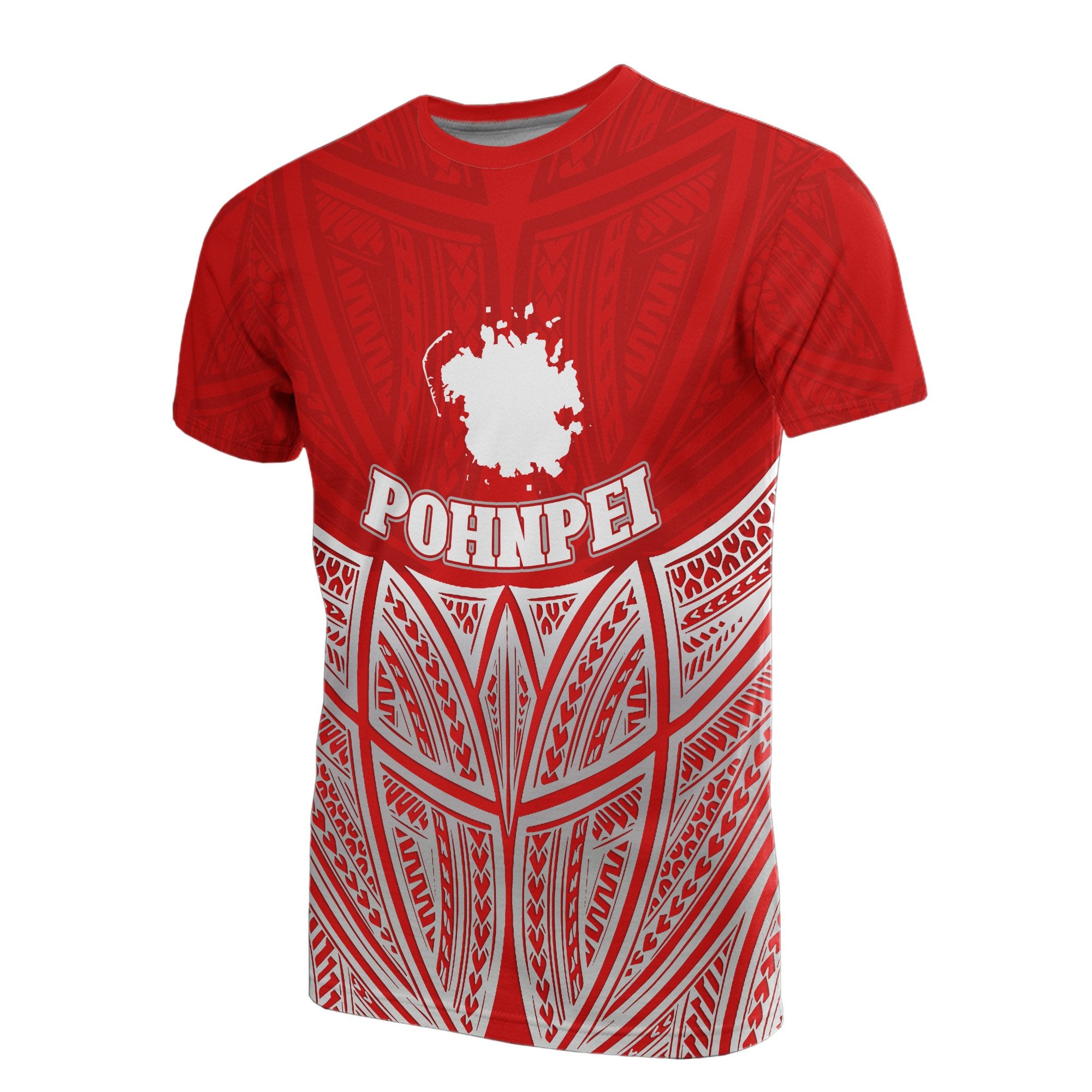 Pohnpei Polynesian T Shirt Red Pride Map And Seal Unisex Red - Polynesian Pride