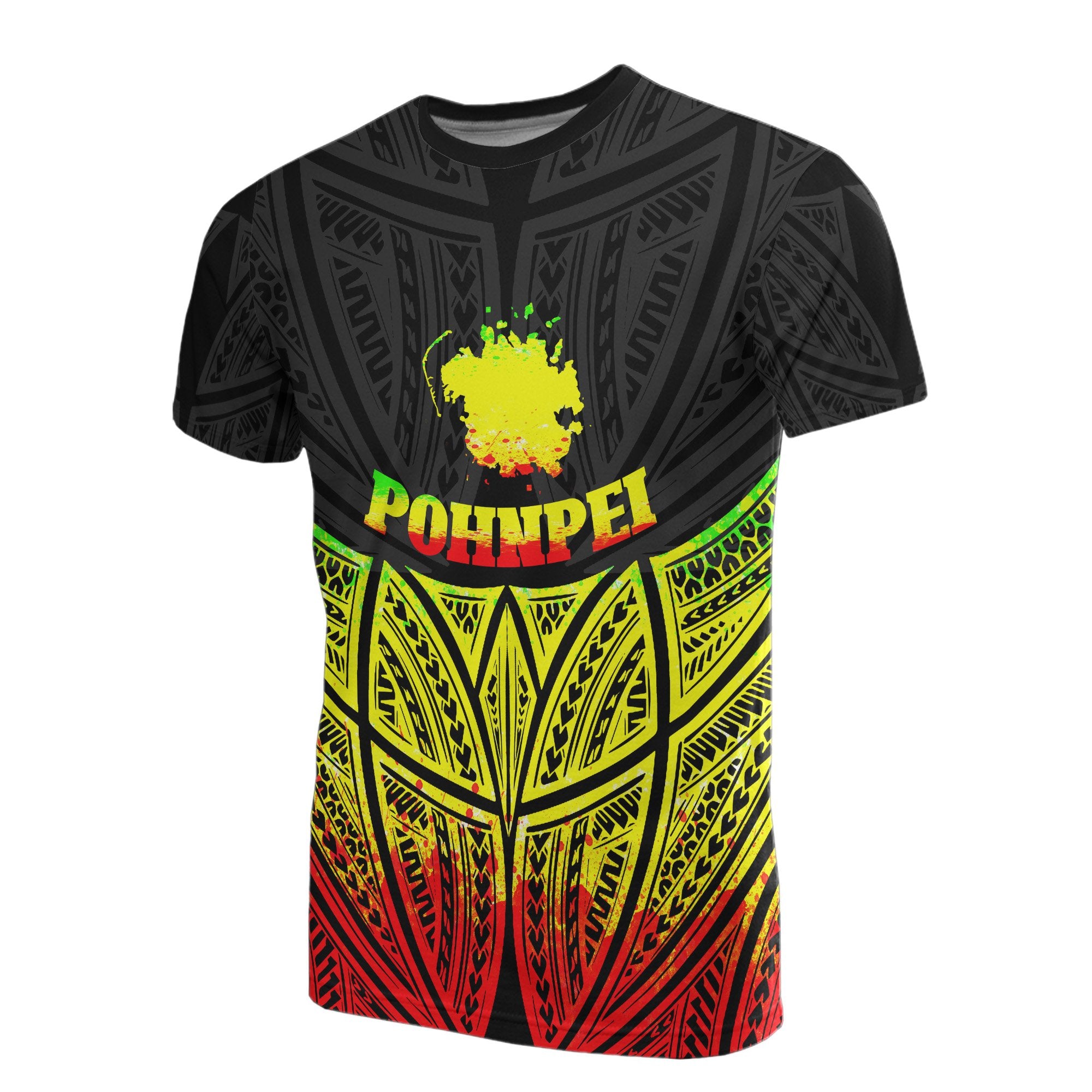 Pohnpei Polynesian T Shirt Reggae Pride Map And Seal Unisex Reggae - Polynesian Pride