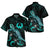 Pohnpei Short Sleeve Shirt - Custom Pohnpei Coat Of Arms With Polynesian Turtle Blooming Hibiscus Turquoise Unisex Turquoise - Polynesian Pride