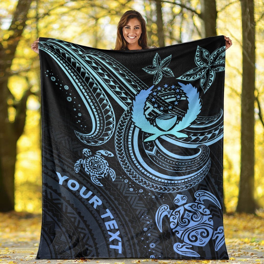 Pohnpei Custom Personalised Premium Blanket - Blue Turtle - Polynesian Pride
