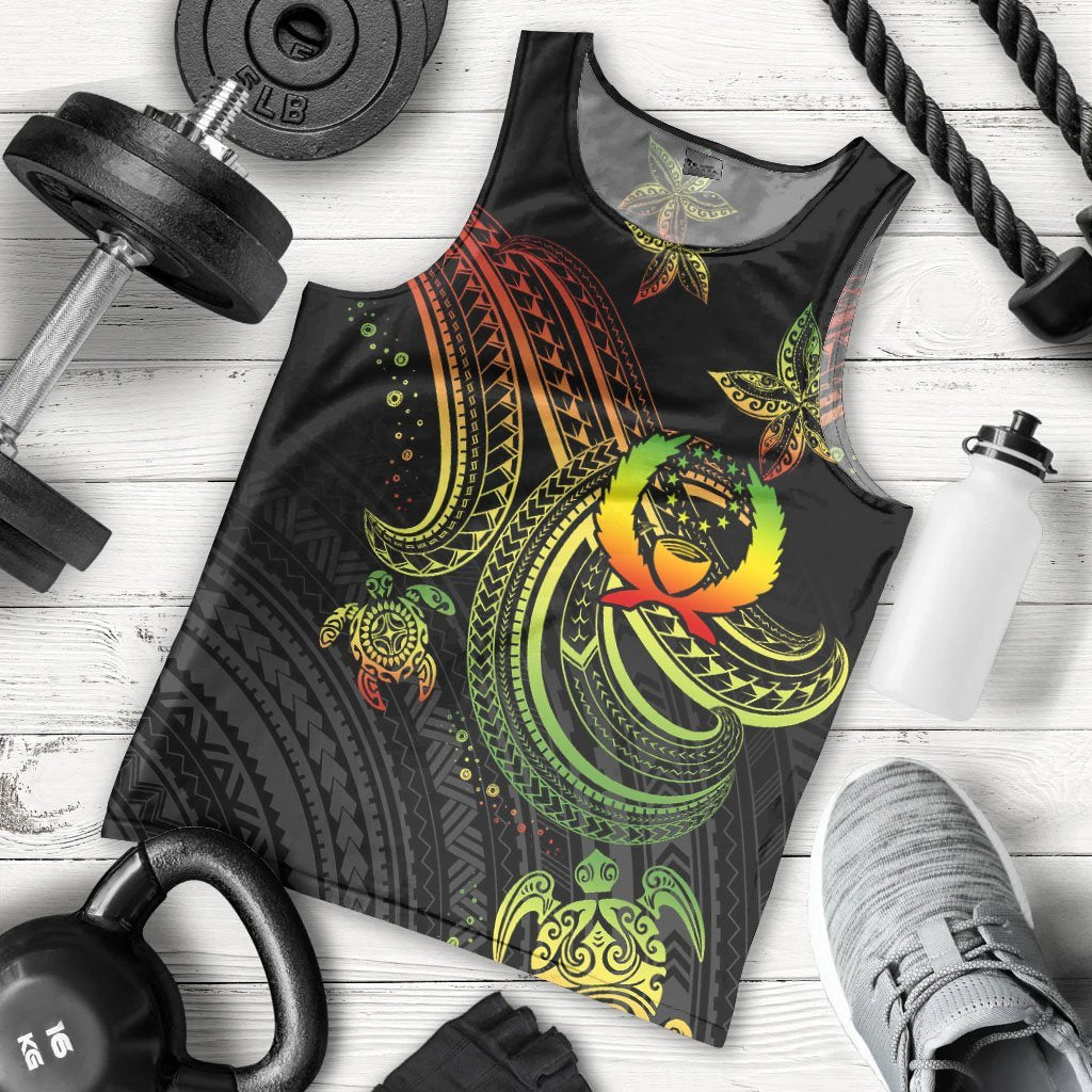 Pohnpei Custom Personalised Men's Tank Top - Reggae Turtle Reggae - Polynesian Pride