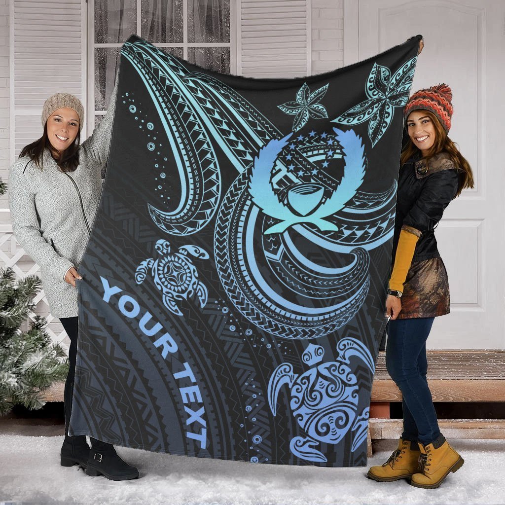 Pohnpei Custom Personalised Premium Blanket - Blue Turtle - Polynesian Pride