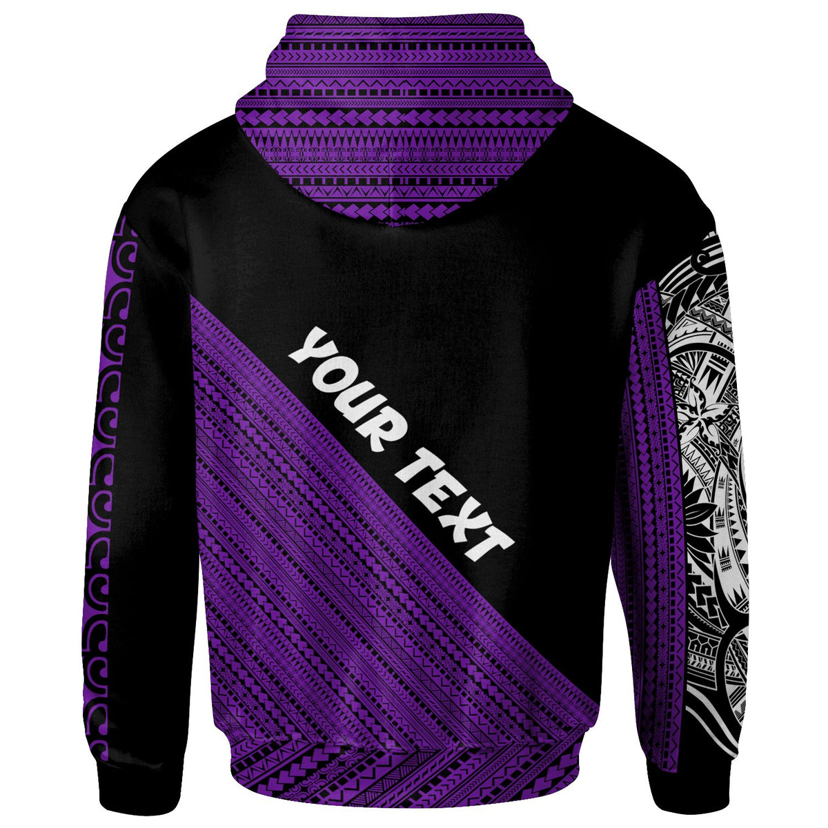 Polynesian Custom Hoodie Diagonal Pattern Custom Image Purple - Polynesian Pride