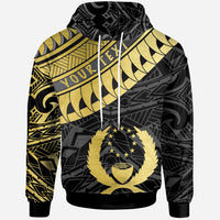 Pohnpei Custom Hoodie Ginger Lei Pattern Gold Unisex Black - Polynesian Pride
