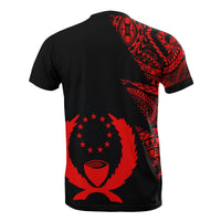 Pohnpei Custom T Shirt Micronesian Pattern Red Style - Polynesian Pride