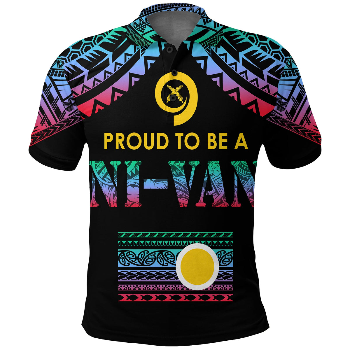 Vanuatu Proud To Be A Ni Van Polynesian Pattern Polo Shirt Shefa Province LT7 Black - Polynesian Pride