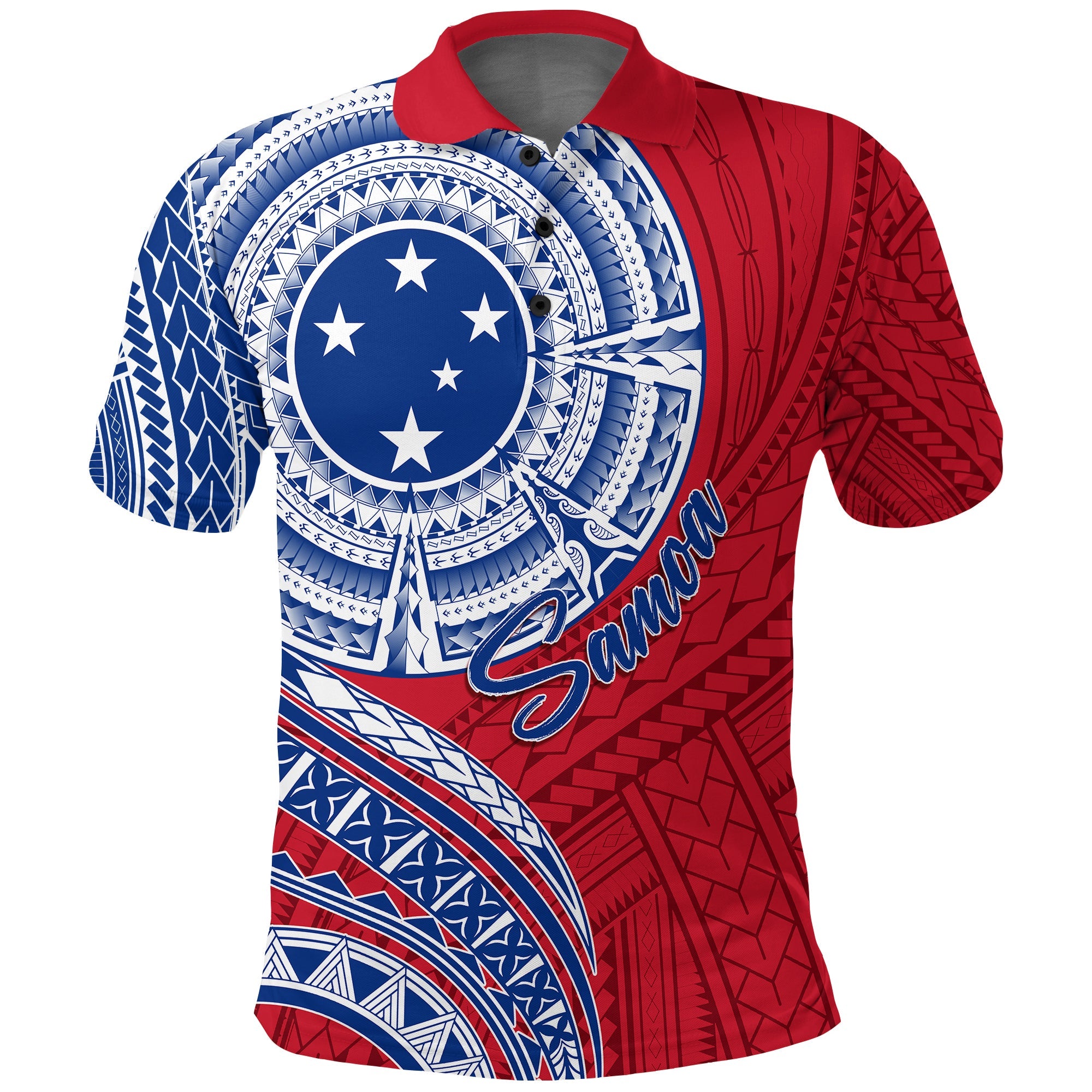 Samoa Custom Polo Shirt Independence Day Flag Style LT7 Red - Polynesian Pride