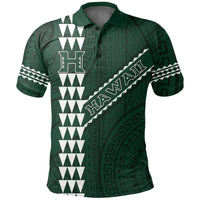 Hawaii Kakau Warrior Polynesian Football Polo Shirt Green - Polynesian Pride