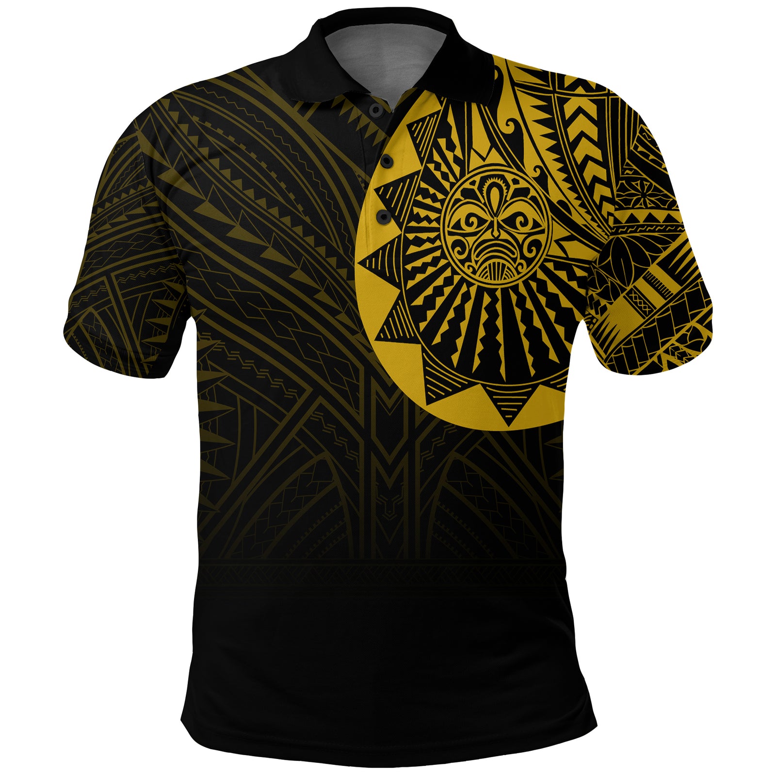 Polynesian Full Sleeve Tattoo Polo Shirt Gold Vibes LT7 Unisex Black - Polynesian Pride