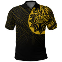 Polynesian Full Sleeve Tattoo Polo Shirt Gold Vibes LT7 Unisex Black - Polynesian Pride