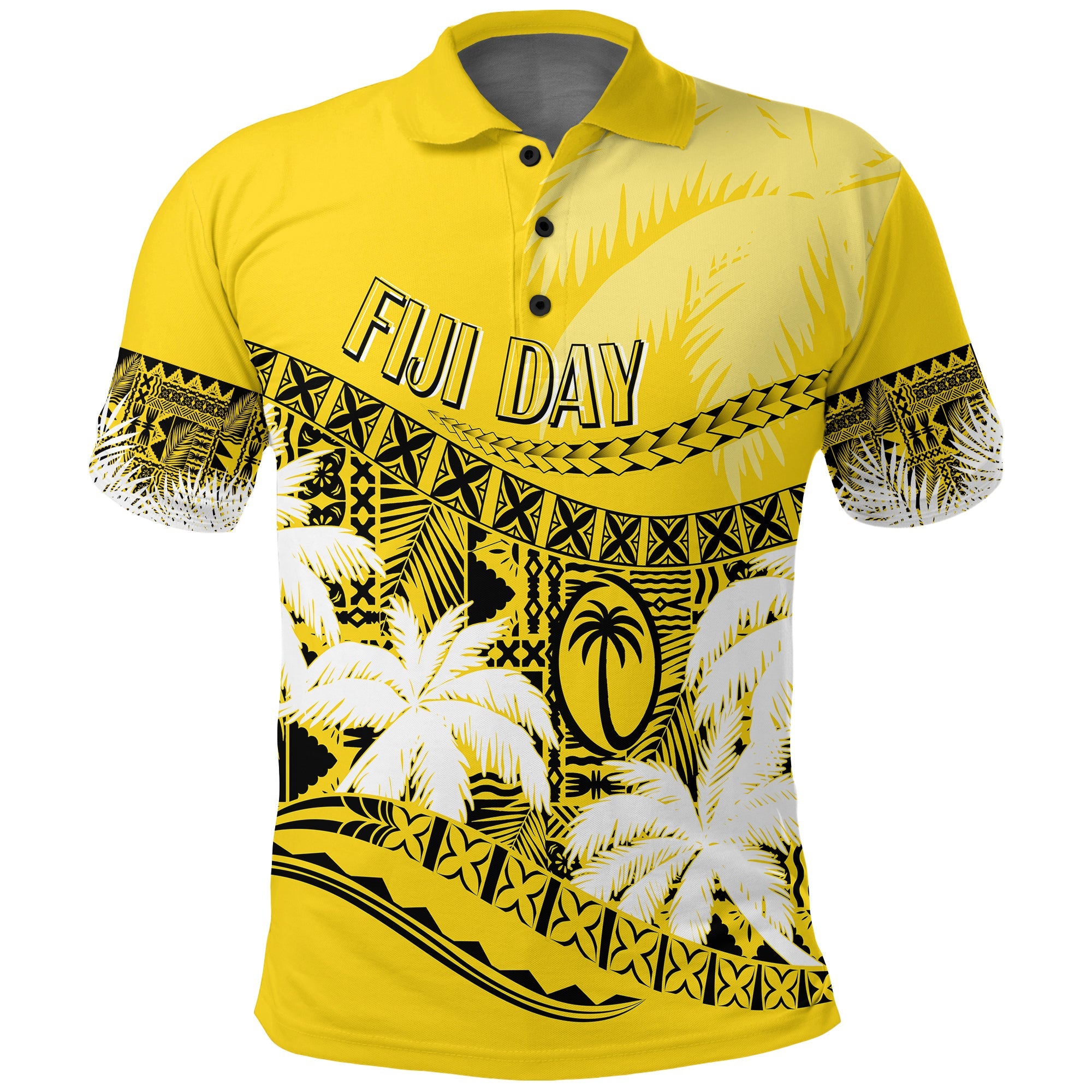 Custom Fiji Day Polo Shirt Flying Fijians Masi Kesa Style Gold LT7 Gold - Polynesian Pride