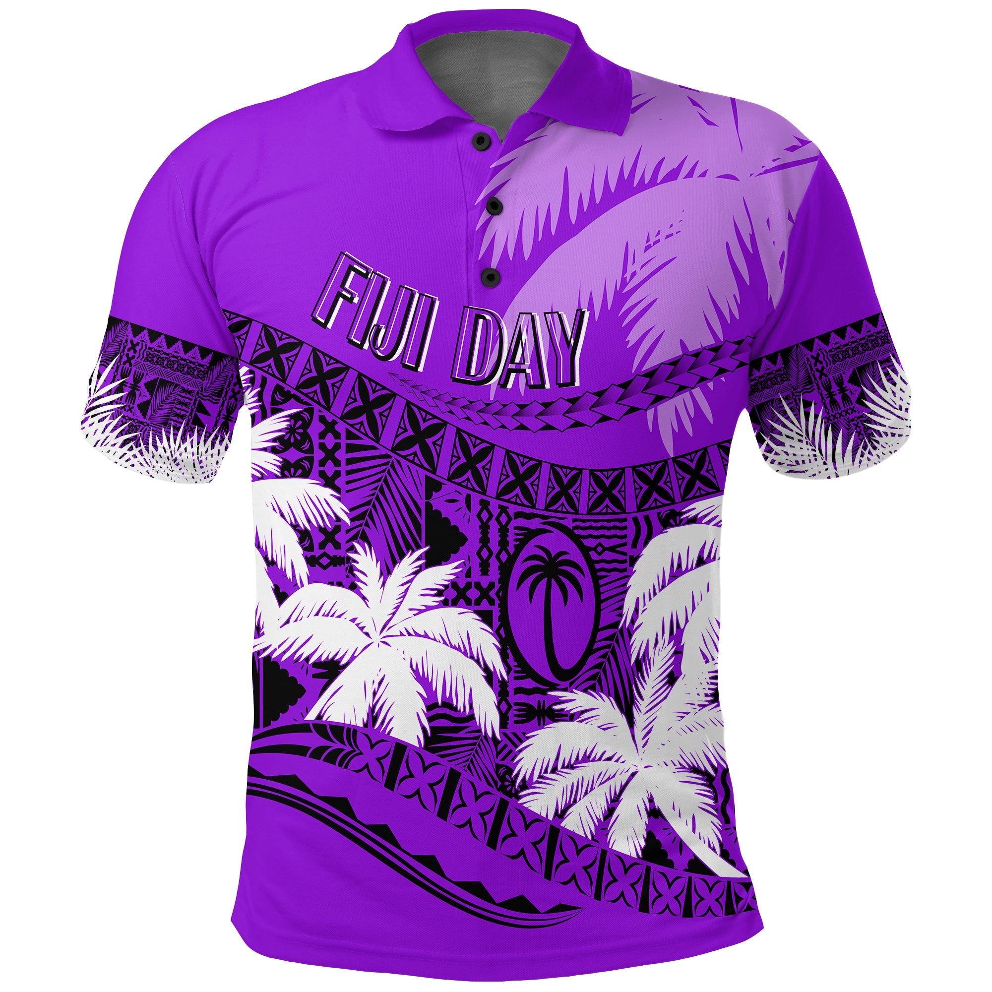 Custom Fiji Day Polo Shirt Flying Fijians Masi Kesa Style Violet LT7 Violet - Polynesian Pride