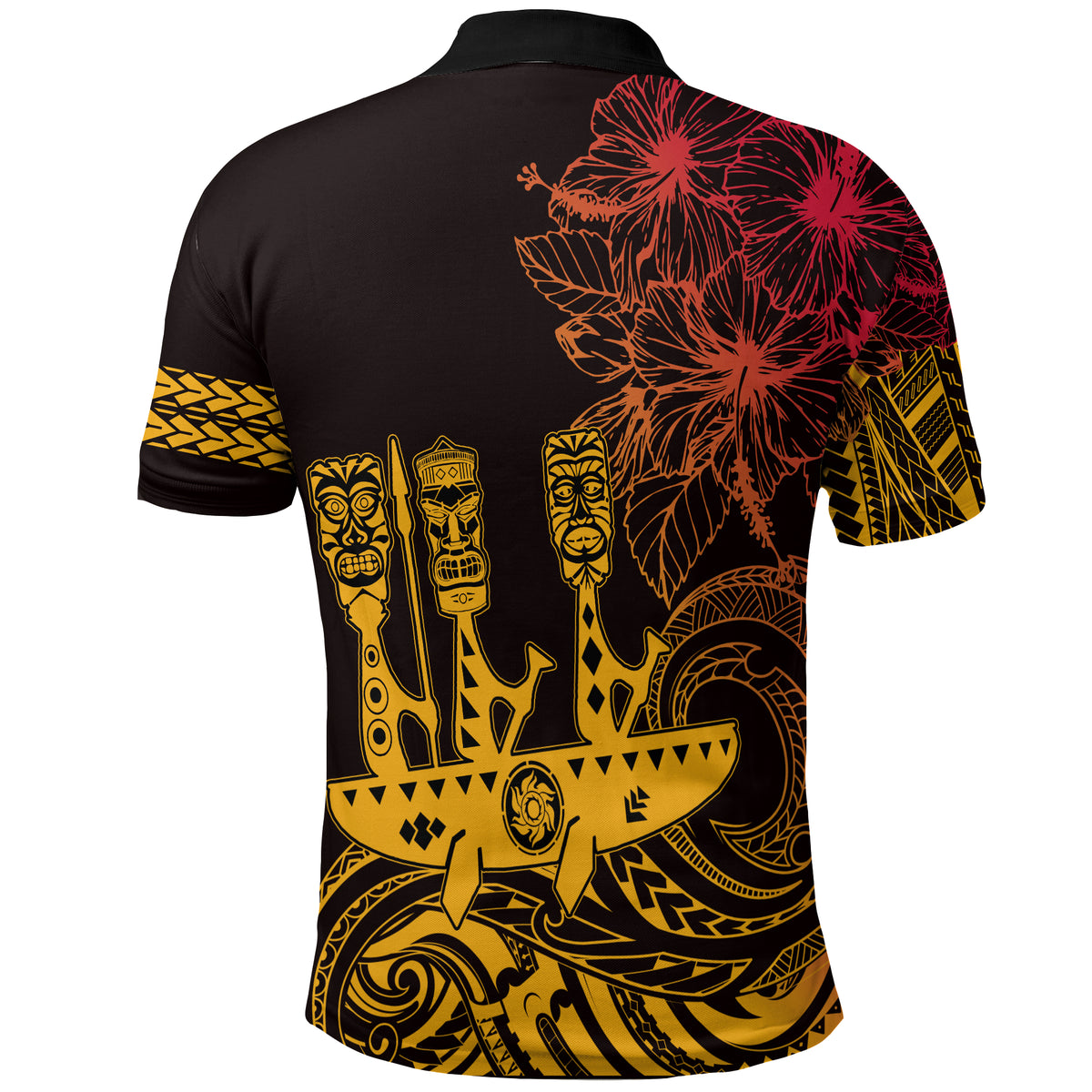 Hawaii Outrigger Canoe Paddling Polo Shirt Tribal Tiki LT7 - Polynesian Pride