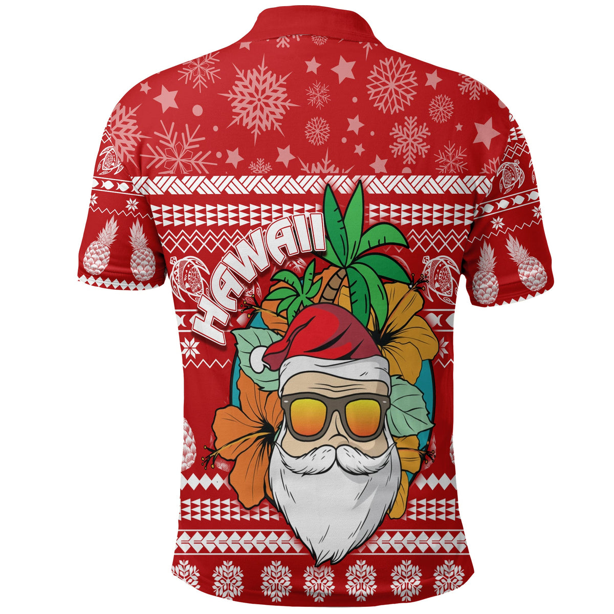 Hawaii Christmas Polo Shirt Mele Kalikimaka Tropical Santa LT7 - Polynesian Pride