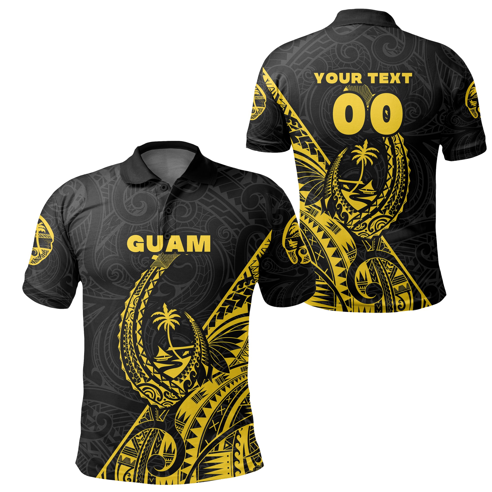 Custom Guam Rugby Polo Shirt Polynesian Patterns Style Yellow LT16 Unisex Yellow - Polynesian Pride