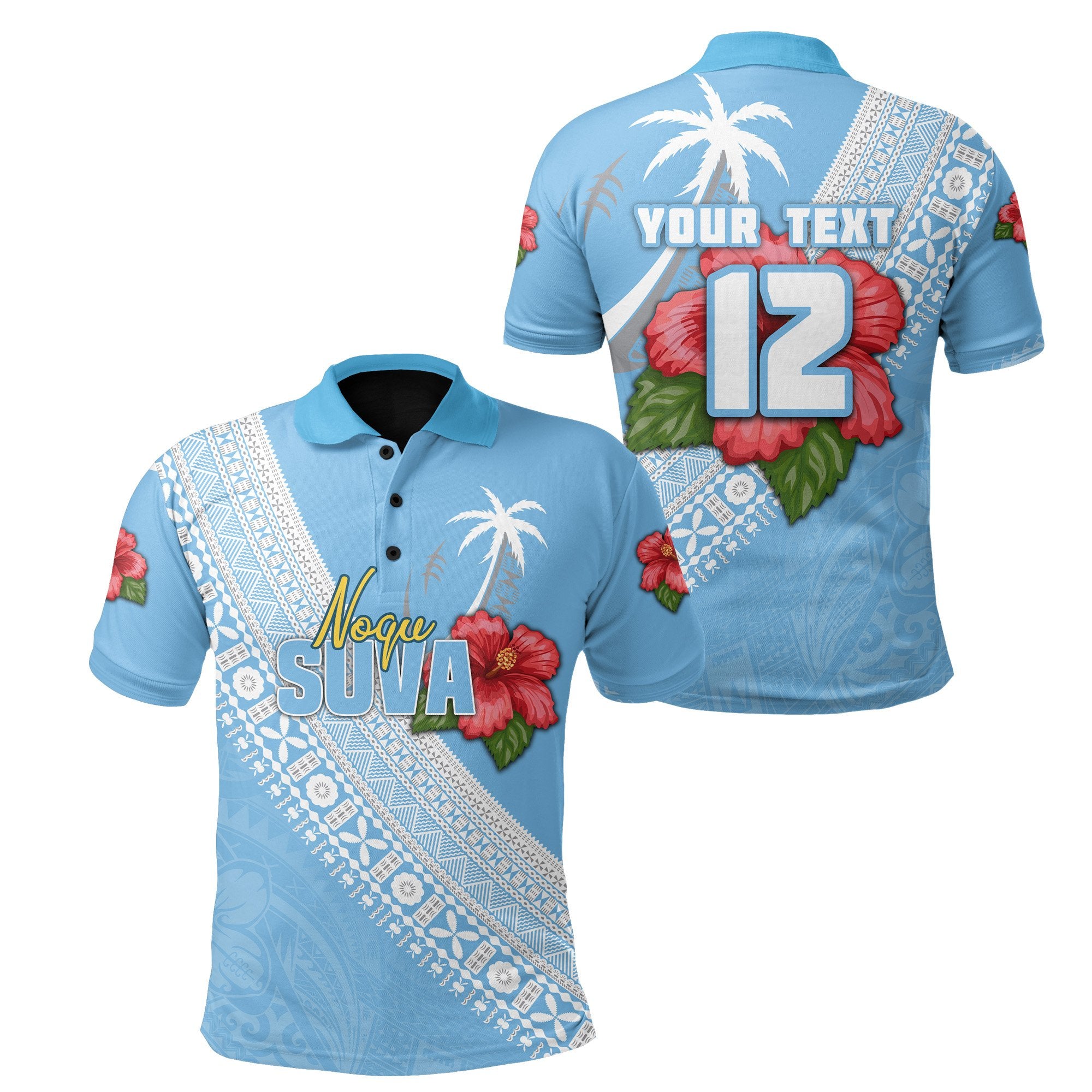 Custom Suva Rugby Polo Shirt Polynesian Fiji Style Unisex Blue - Polynesian Pride