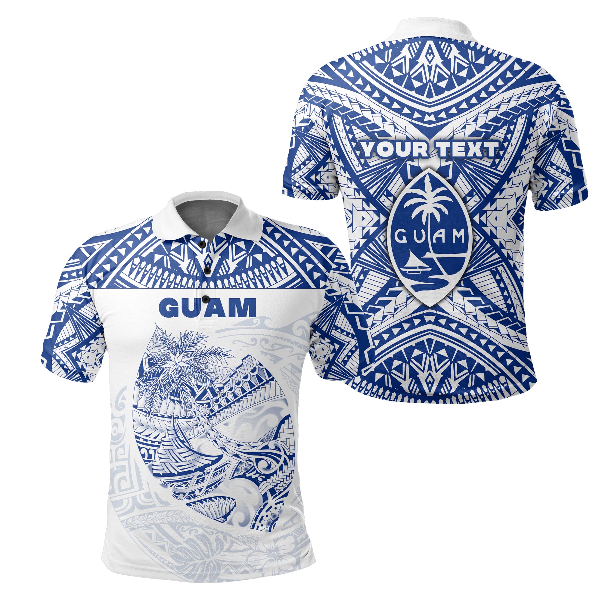 Custom Guam Rugby Polo Shirt Polynesian Patterns Blue LT16 Unisex Blue - Polynesian Pride