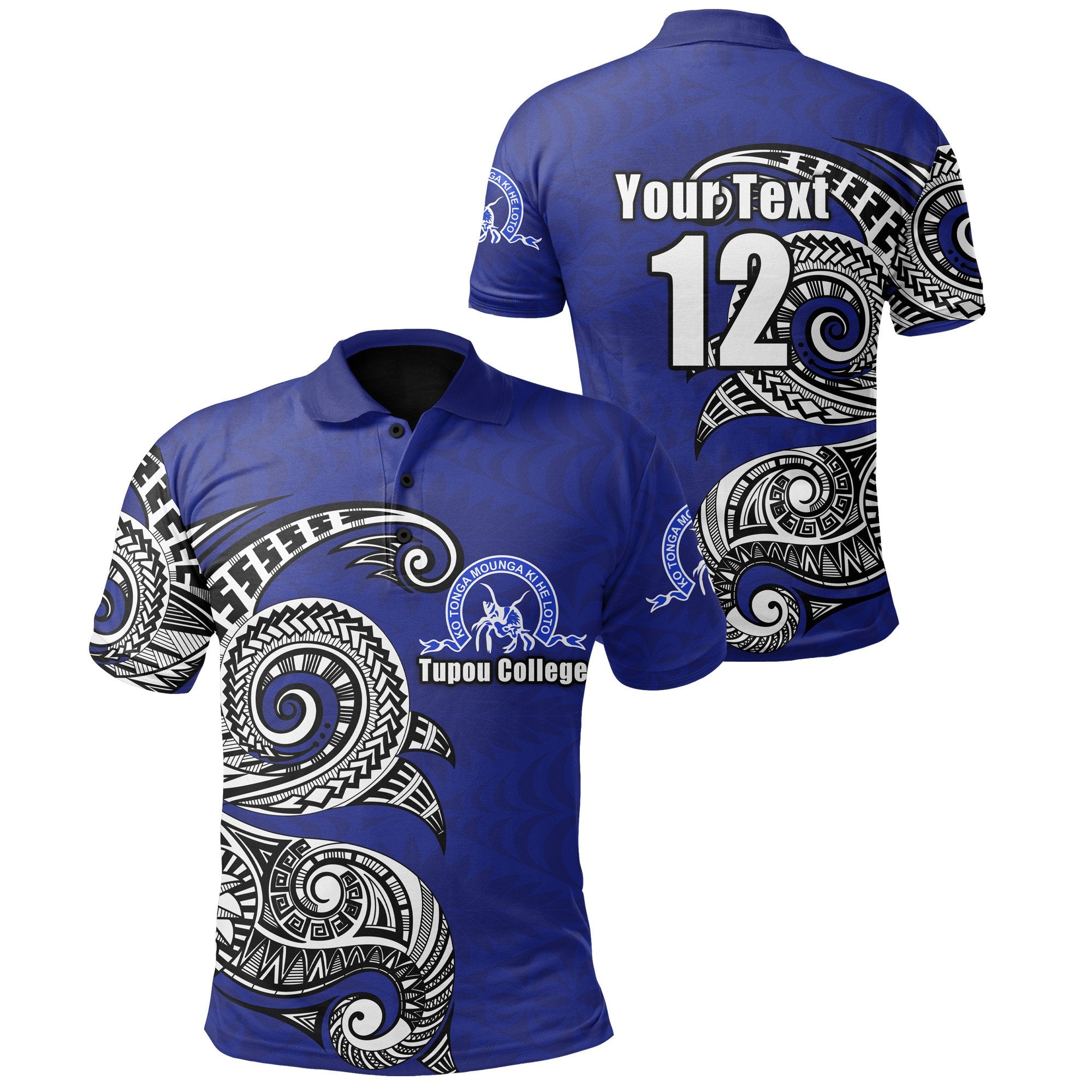 Custom Kolisi Ko Tupou College Tonga Polo Shirt Polynesian Waves Style Unisex Blue - Polynesian Pride
