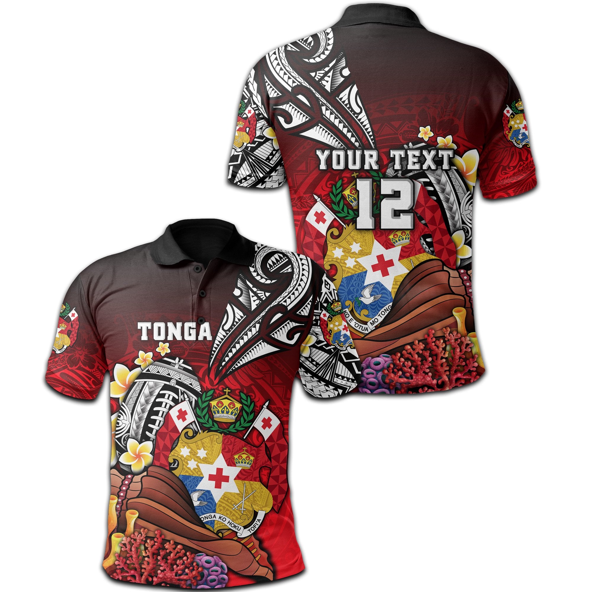 Custom Tonga Rugby Polo Shirt Polynesian Ocean World Style Unisex Black - Polynesian Pride