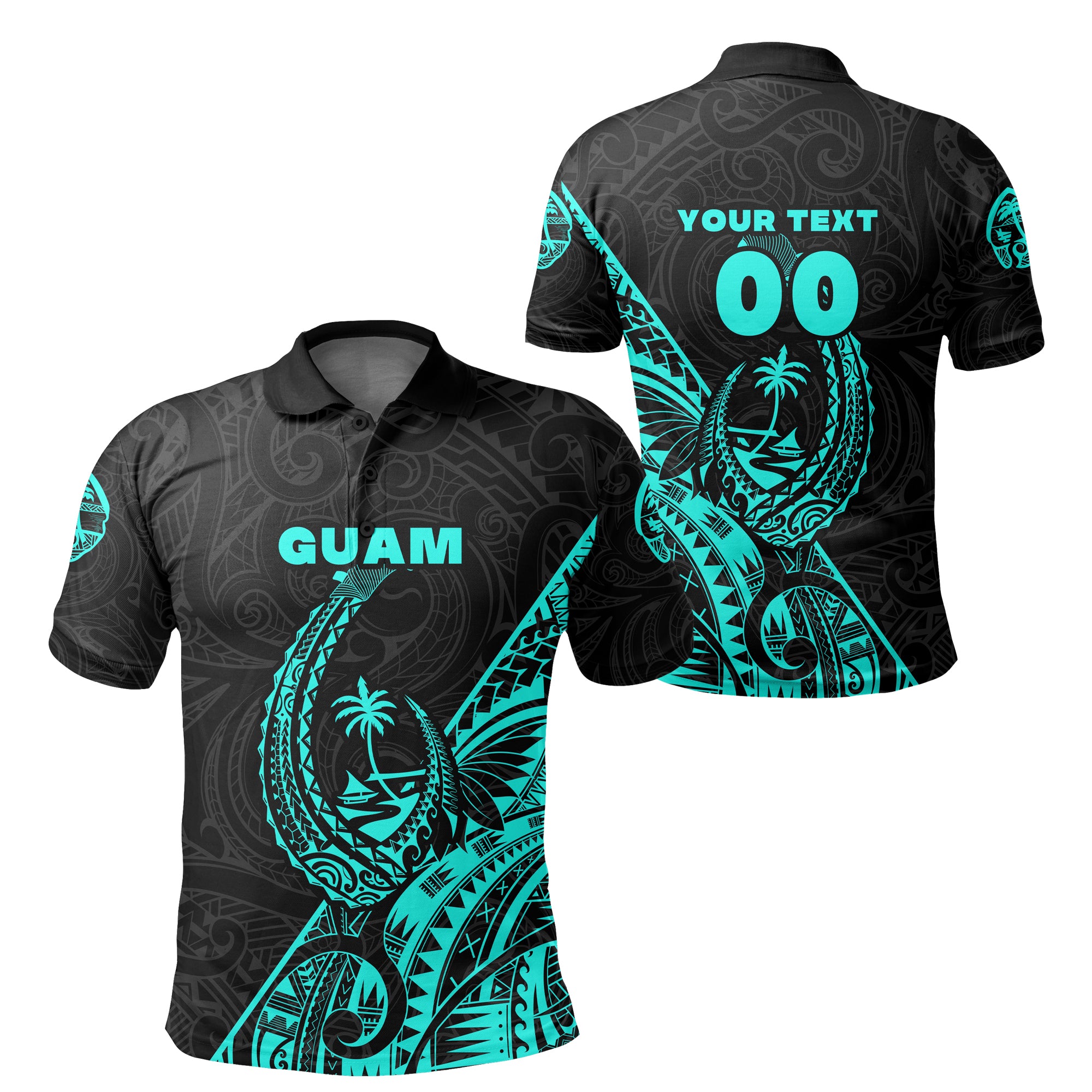Custom Guam Rugby Polo Shirt Polynesian Patterns Style Turquoise LT16 Unisex Turquoise - Polynesian Pride