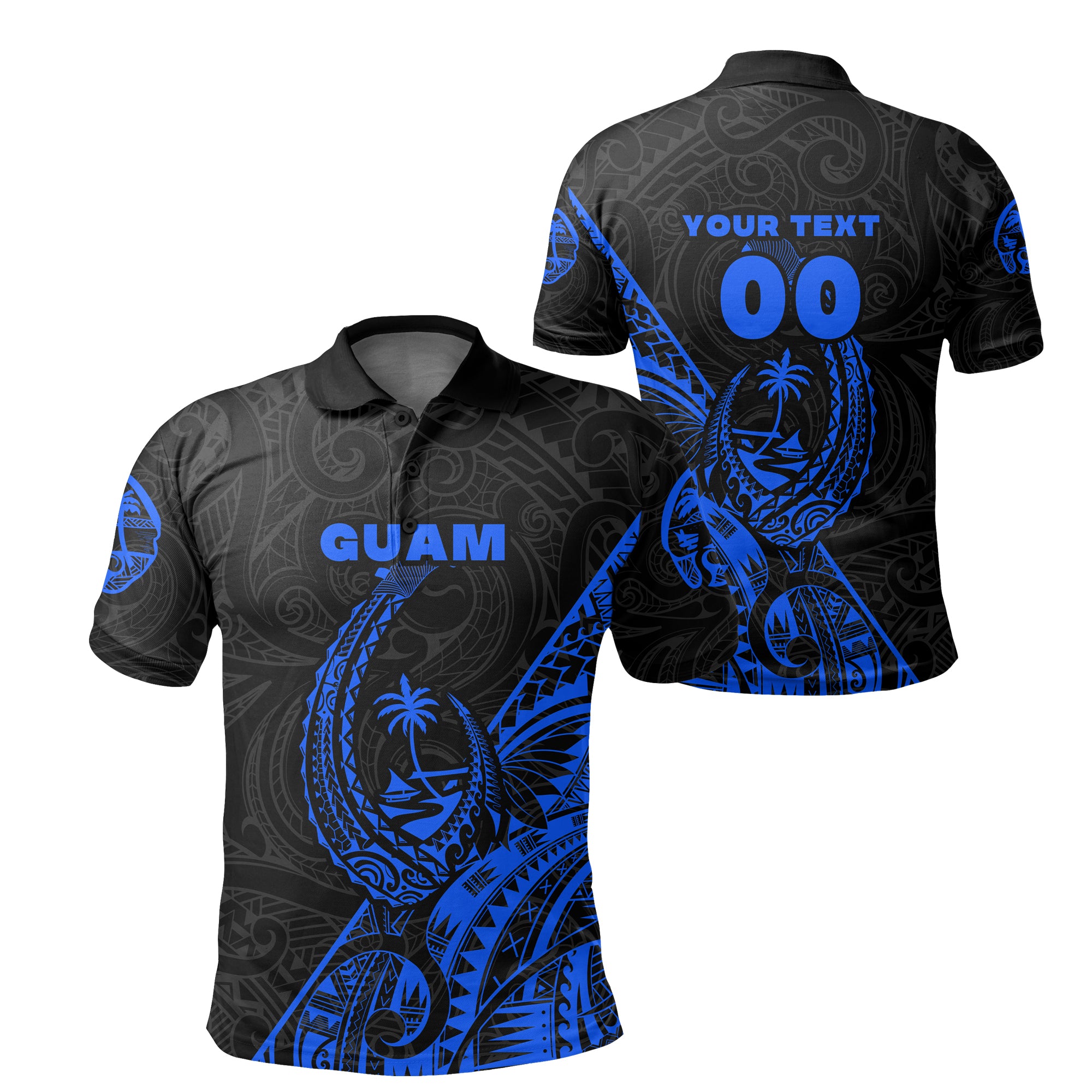 Custom Guam Rugby Polo Shirt Polynesian Patterns Style Blue LT16 Unisex Blue - Polynesian Pride