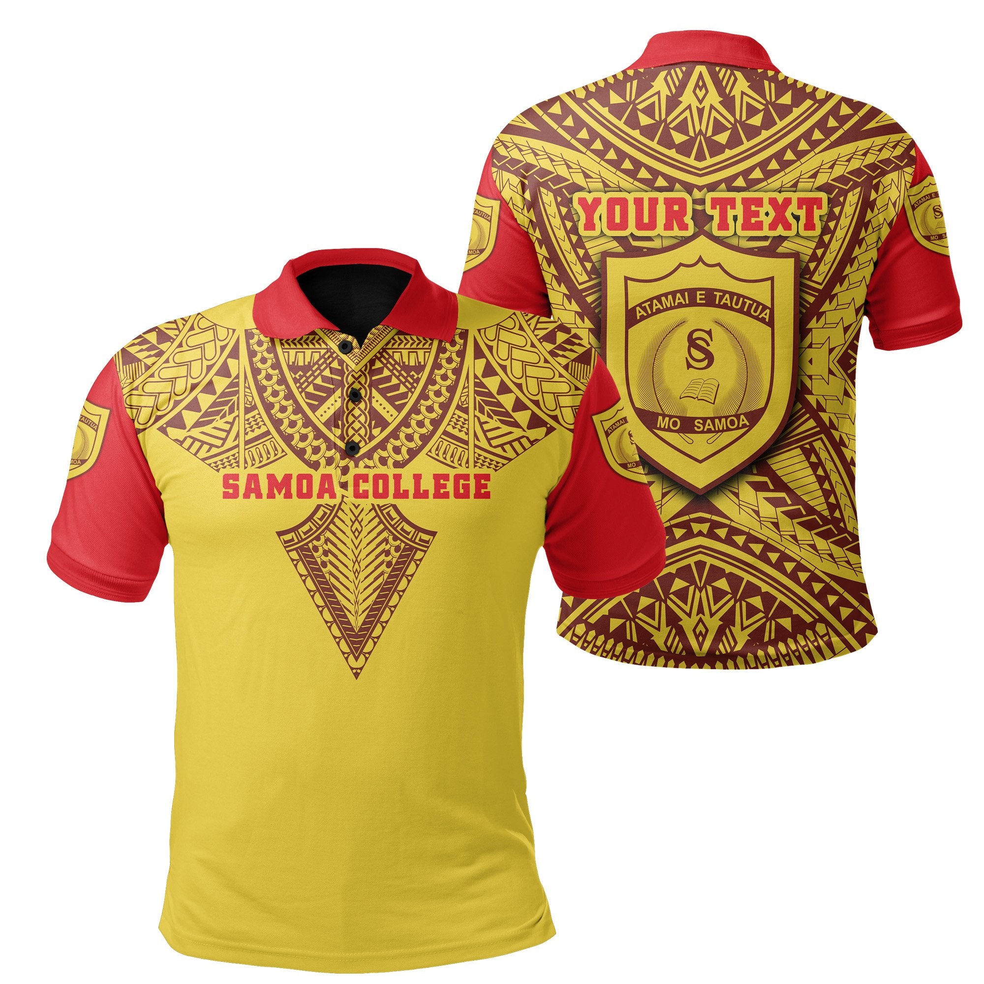 Custom Samoa College Polo Shirt Tattoo Sport Style Unisex Yellow - Polynesian Pride