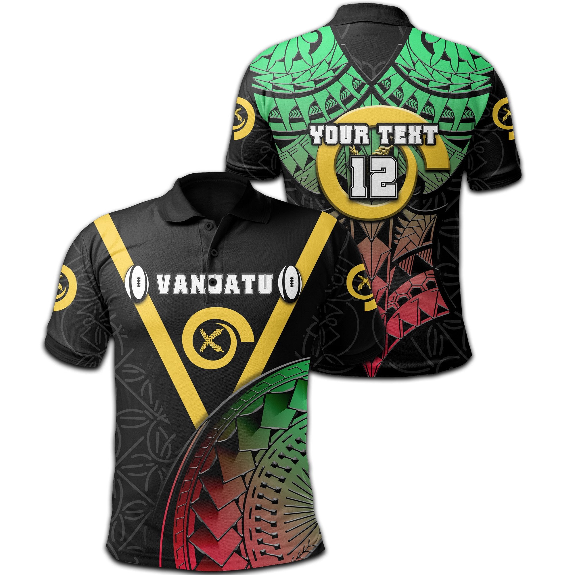 Custom Vanuatu Rugby Polo Shirt Armor Style Unisex Black - Polynesian Pride