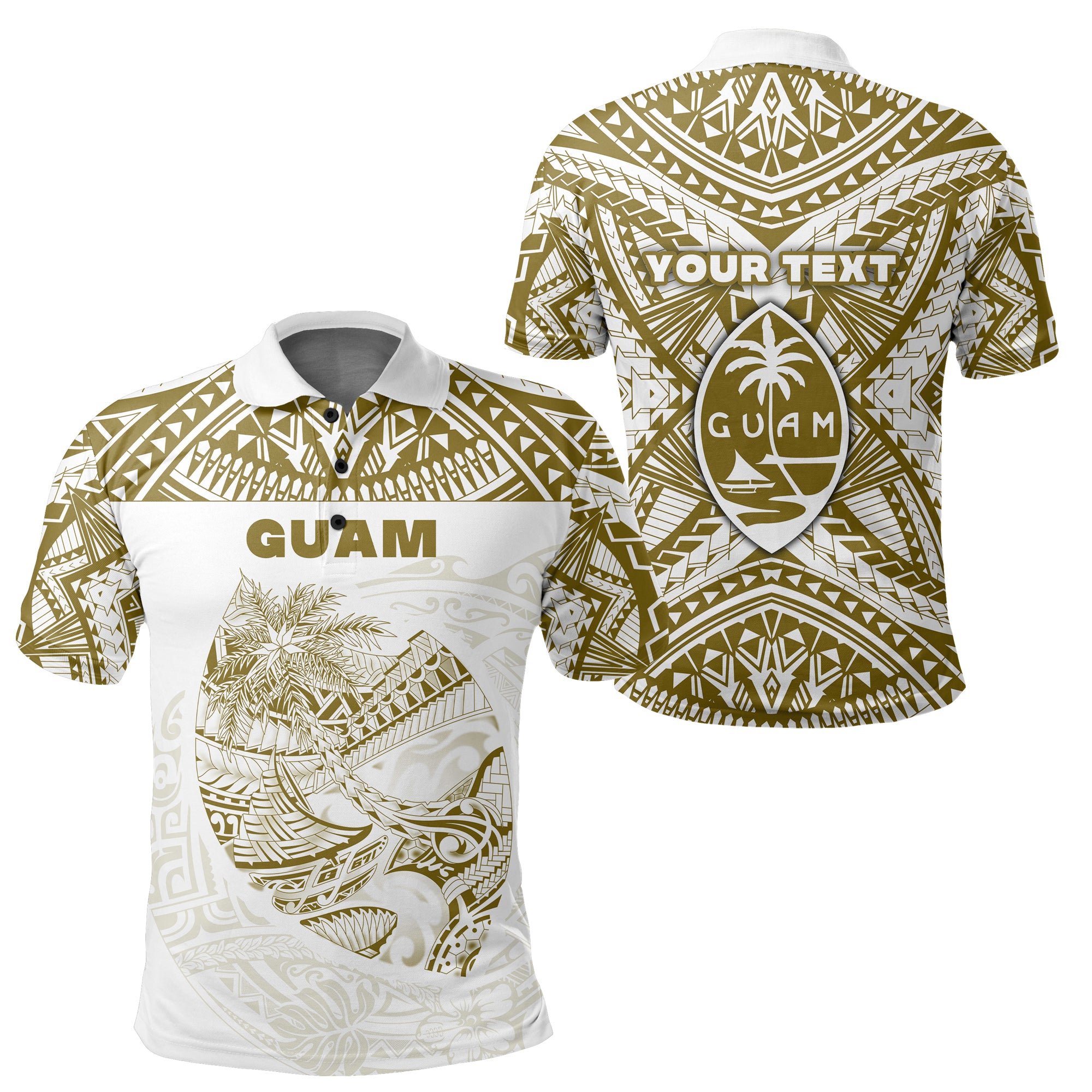 Custom Guam Rugby Polo Shirt Polynesian Patterns Gold Old LT16 Unisex Gold - Polynesian Pride