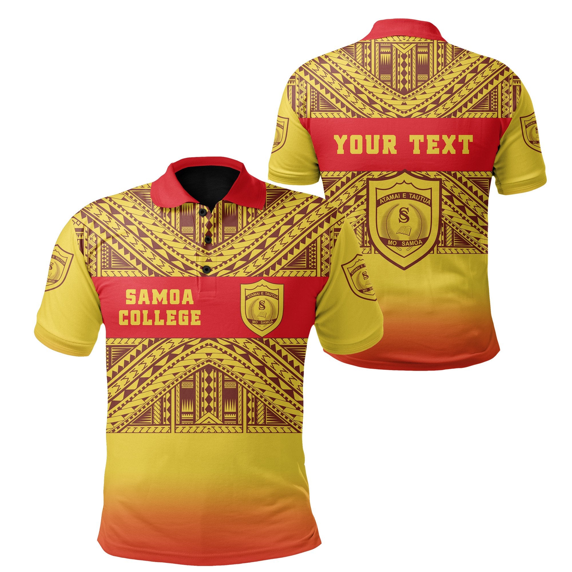 Custom Samoa College Polo Shirt Tattoo Simple Sports Style Unisex Yellow - Polynesian Pride