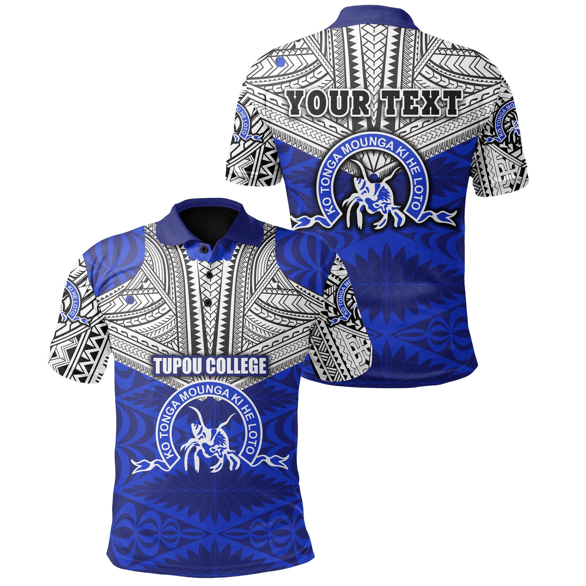 Custom Kolisi Ko Tupou College Tonga Polo Shirt Polynesian Sport Style Unisex Blue - Polynesian Pride