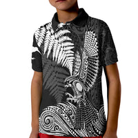 (Custom Personalized) Aotearoa Silver Fern KID Polo Shirt Flying Krearea LT7 Unisex Black - Polynesian Pride