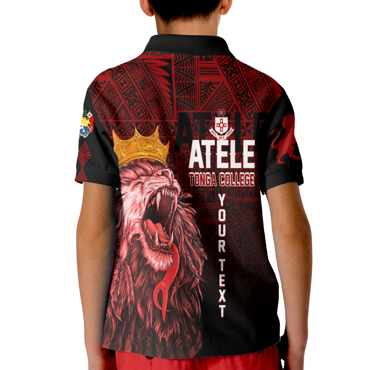 (Custom Personalize) Kolisi Tonga 'Atele Old Boys KID Polo Shirt Red Lions LT7 - Polynesian Pride