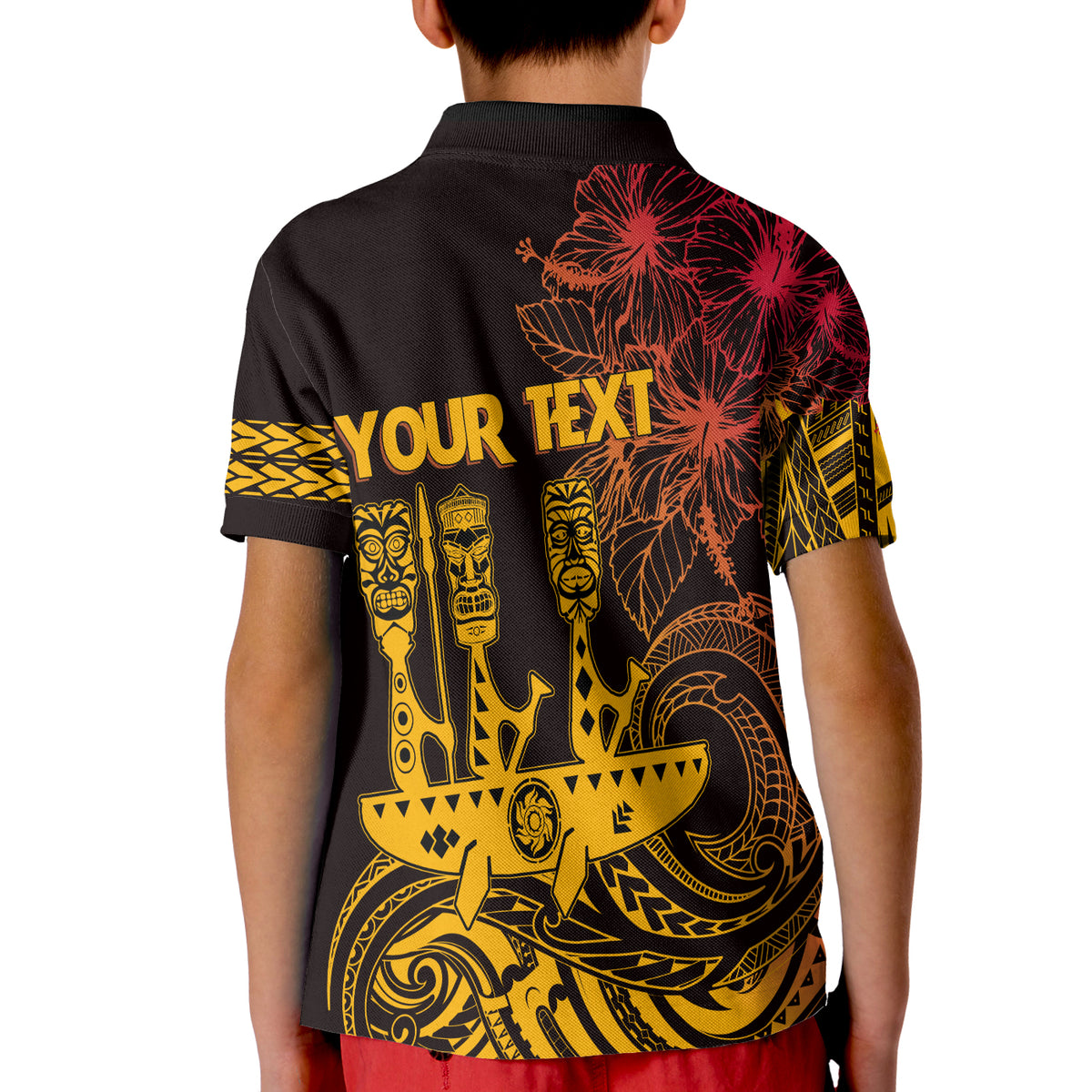Hawaii Outrigger Canoe Paddling KID Polo Shirt Tribal Tiki LT7 - Polynesian Pride