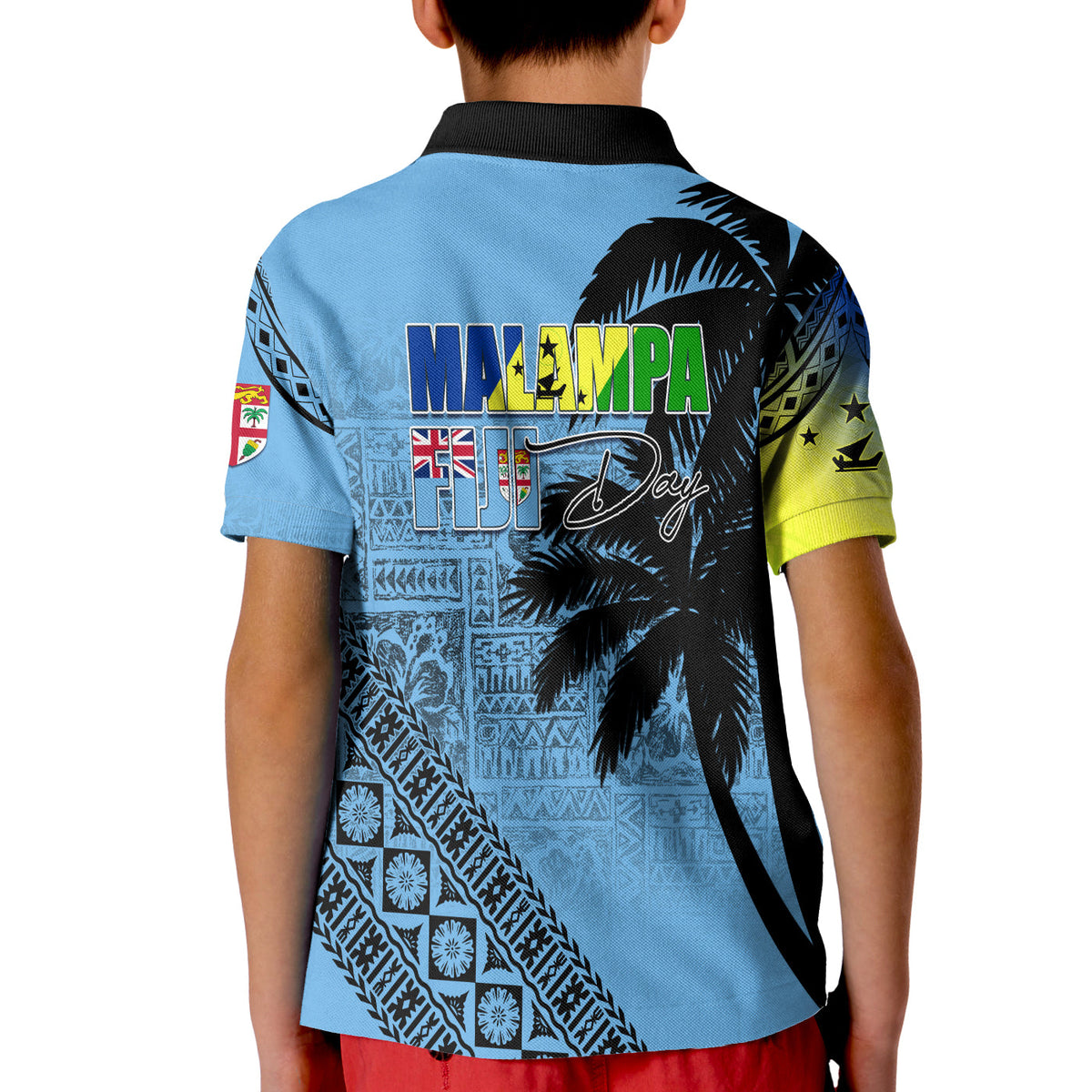 Malampa Fiji Day Polo Shirt KID Flags Mix Style LT7 - Polynesian Pride