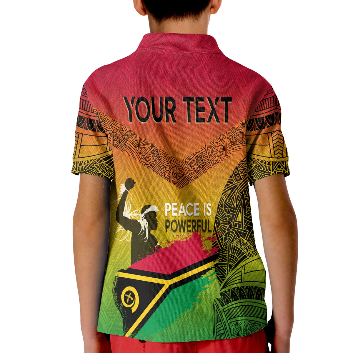 Vanuatu Father Lini Quote Polo Shirt KID Flag Style - Black LT7 - Polynesian Pride