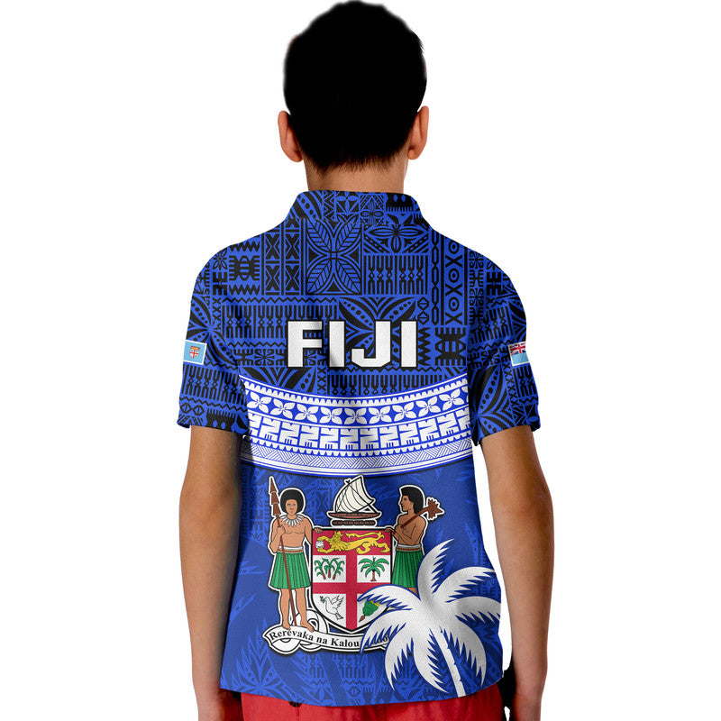 Fiji Coat Of Arms Polo Shirt Polynesian Tapa Palm Tree LT9 - Polynesian Pride
