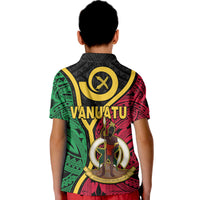 Vanuatu Kid Polo Shirt Tribal Vanuatu Coat Of Arms Flag Style No2 LT9 - Polynesian Pride