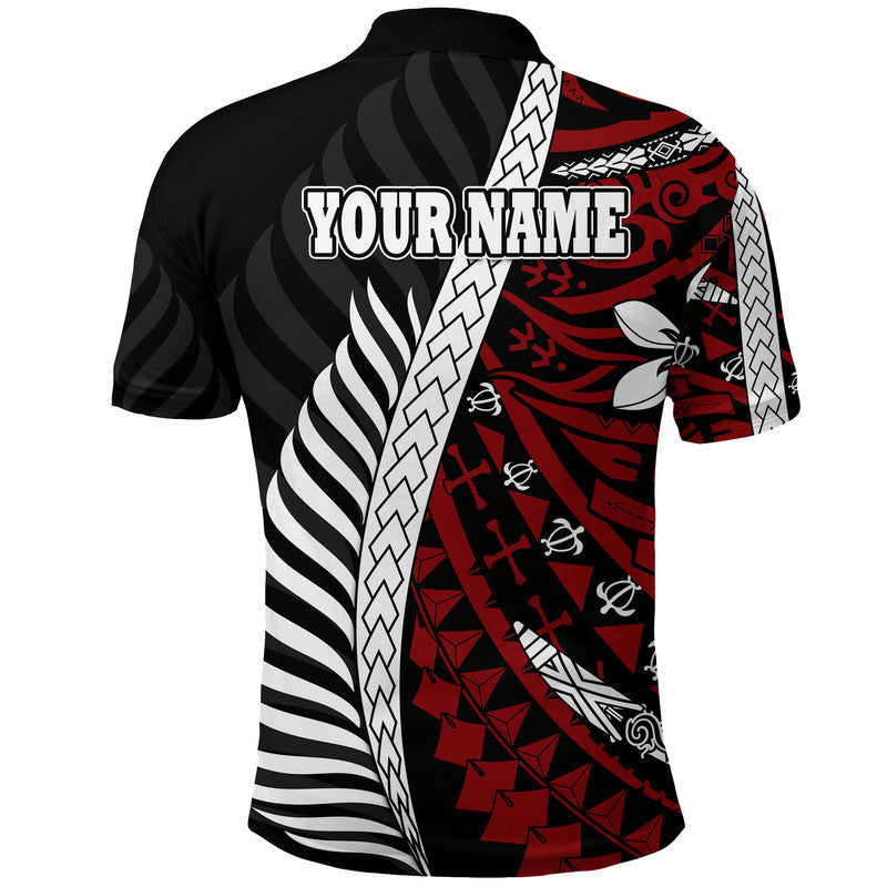 Custom Mate Maa Tonga Mixed Aotearoa Kiwis Rugby Polo Shirt Silver Fern Mixed Polynesian Style LT9 - Polynesian Pride