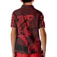 Hawaii Polo Shirt Shark and Turtle Mix Kakau Red LT9 - Polynesian Pride