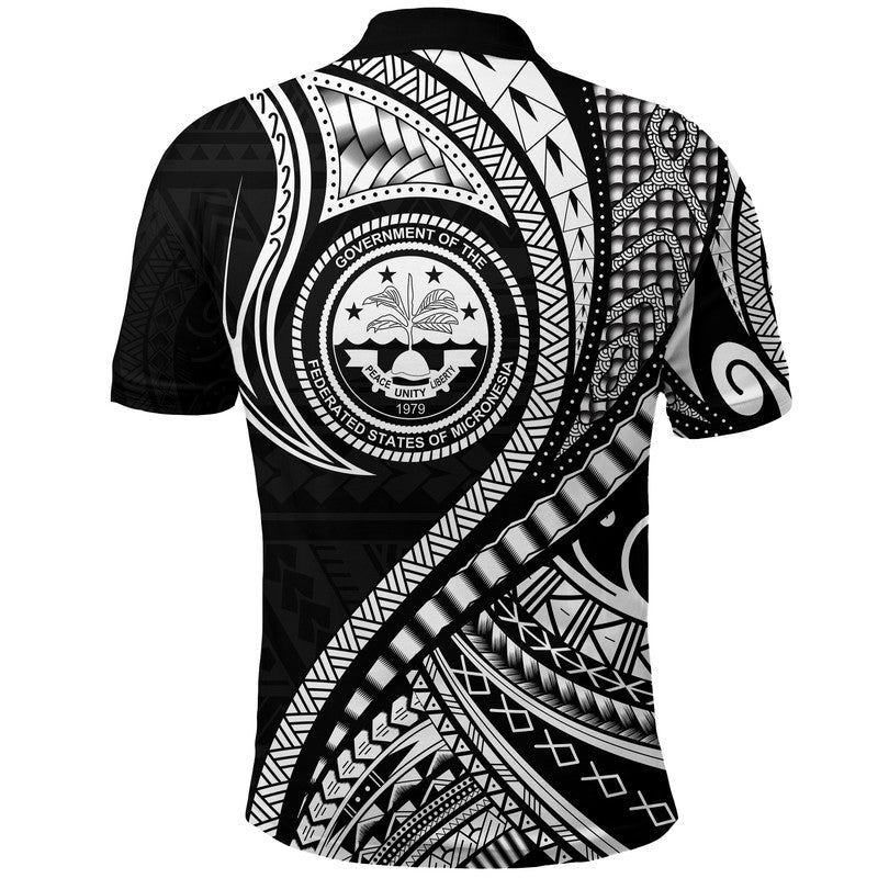 Federated States of Micronesia Independence Day Polo Shirt Black Polynesian Wave Style LT9 - Polynesian Pride