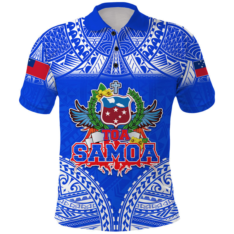 Custom Toa Samoa Polynesian Rugby Polo Shirt Samoan Flag Blue Color LT9 Blue - Polynesian Pride