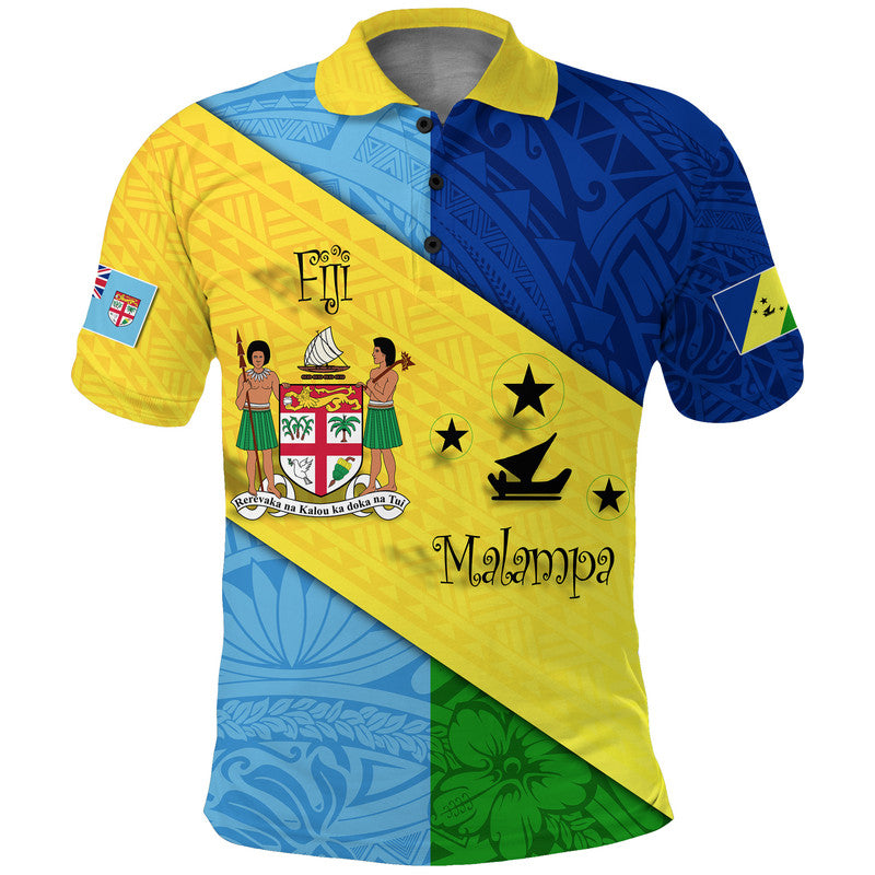 Malampa Fiji Day Polo Shirt Polynesian Line Arty Style LT9 Adult Yellow - Polynesian Pride