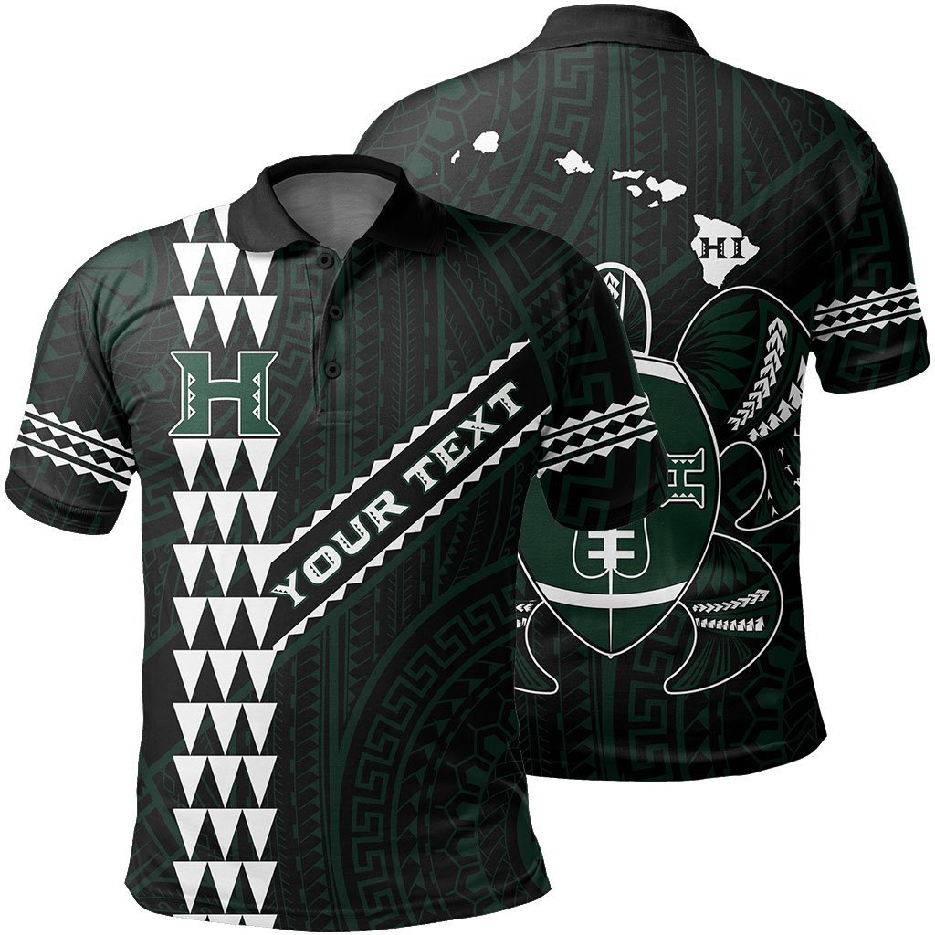 Custom Hawaii Kakau Warrior Polynesian Football Polo Shirt Black Unisex Black - Polynesian Pride