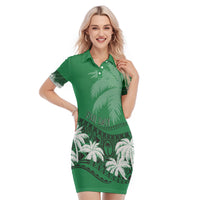 Fiji Day Polo Dress Flying Fijians Masi Kesa Style - Green LT7 Green - Polynesian Pride