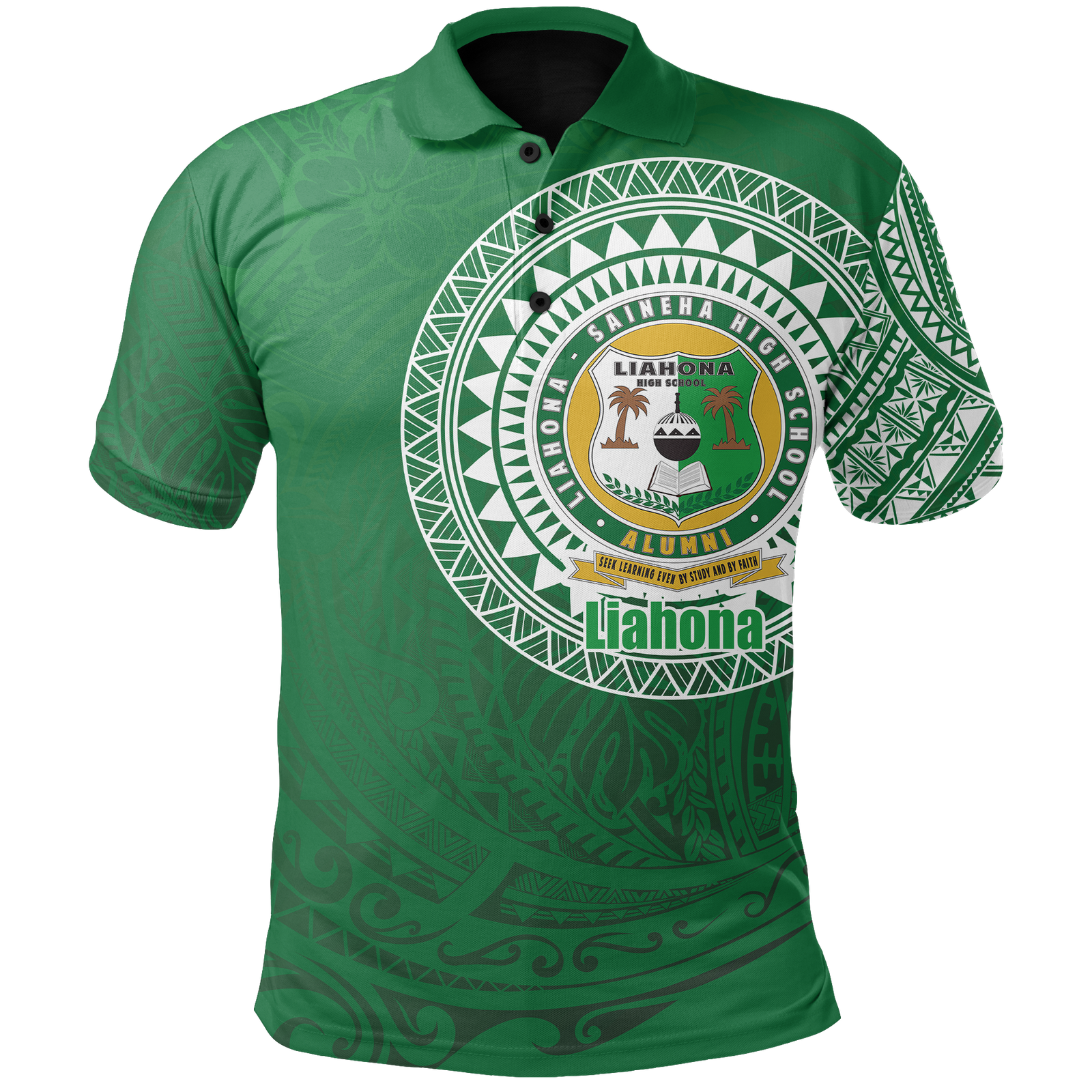Liahona Tonga Polo Shirt Polynesian Free Style Unisex Green - Polynesian Pride